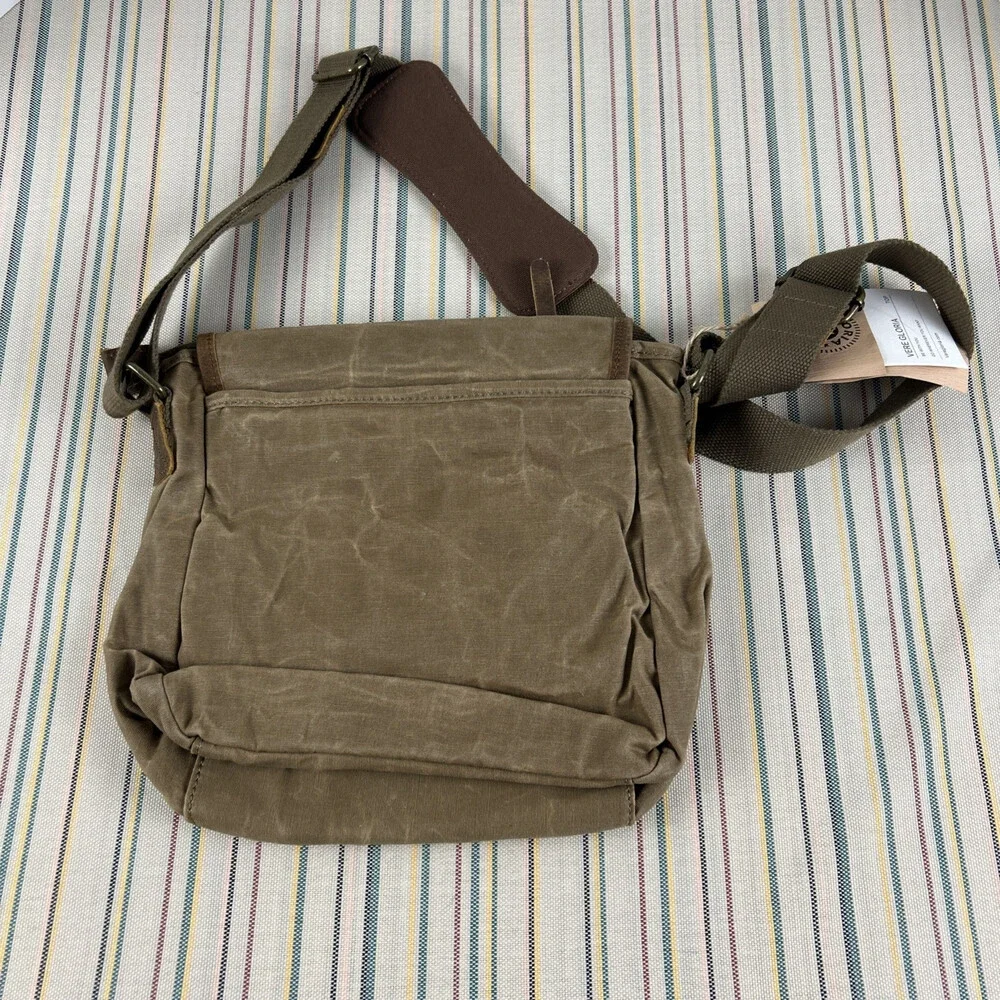 NEW Vere Gloria Crossbody Handbag Leather Canvas Brown Womens Boho Gorpcore